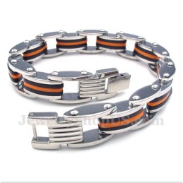Bracciale Da Uomo In Titanio, Arancione E Nero, In Gomma