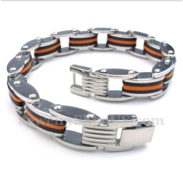 Bracciale Da Uomo In Titanio, Arancione E Nero, In Gomma