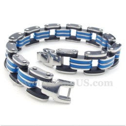Bracciale Da Uomo In Titanio Blu E Gomma Nera