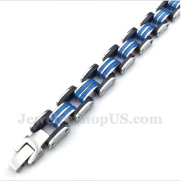 Bracciale Da Uomo In Titanio Blu E Gomma Nera