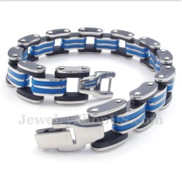 Bracciale Da Uomo In Titanio Blu E Gomma Nera