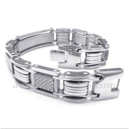 Bracciale Da Uomo In Fibra Di Carbonio Bianco Titanio