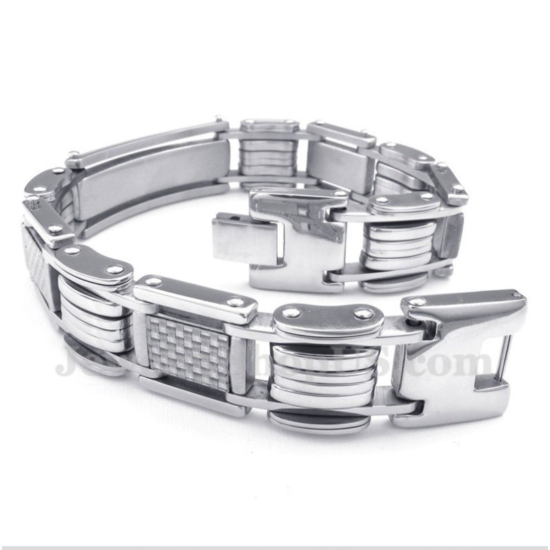 Bracciale Da Uomo In Fibra Di Carbonio Bianco Titanio Bracciale Da Uomo In Fibra Di Carbonio Bianco Titanio