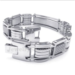 Bracciale Da Uomo In Fibra Di Carbonio Bianco Titanio
