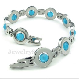 Bracciale Da Uomo Con Perline Rotonde Blu In Titanio