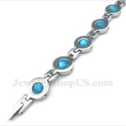 Bracciale Da Uomo Con Perline Rotonde Blu In Titanio