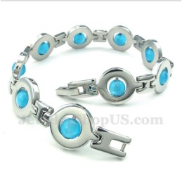 Bracciale Da Uomo Con Perline Rotonde Blu In Titanio