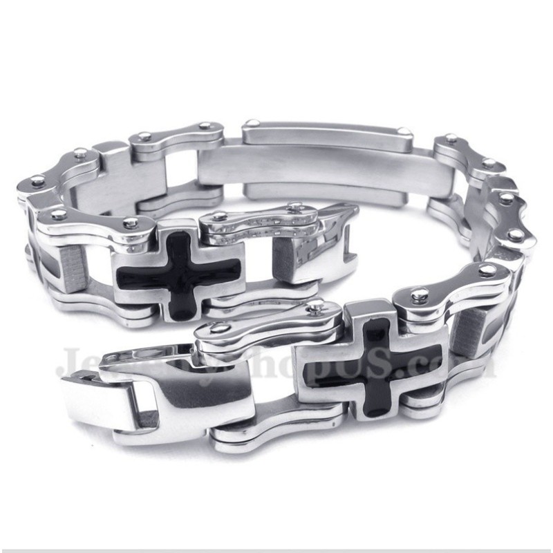 Bracciale Da Uomo In Titanio Con Croce Nera Bracciale Da Uomo In Titanio Con Croce Nera