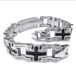 Bracciale Da Uomo In Titanio Con Croce Nera