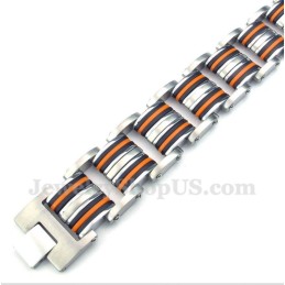 Bracciale Da Uomo In Titanio, Arancione E Nero, In Gomma