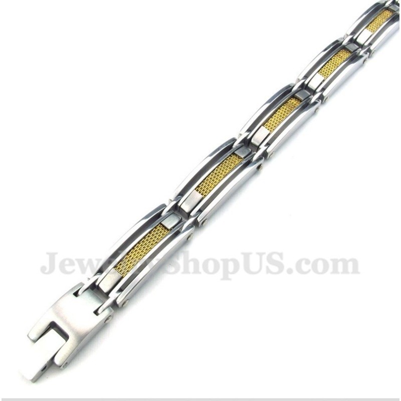 Bracciale Da Uomo In Titanio E Oro Con Cavo Bracciale Da Uomo In Titanio E Oro Con Cavo