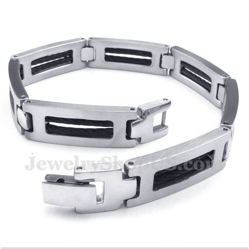 Bracciale Da Uomo In Titanio Nero Con Cavo Bracciale Da Uomo In Titanio Nero Con Cavo
