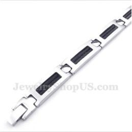 Bracciale Da Uomo In Titanio Nero Con Cavo