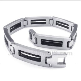 Bracciale Da Uomo In Titanio Nero Con Cavo