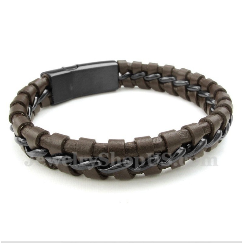 Bracciale In Pelle Di Titanio Da Uomo Bracciale In Pelle Di Titanio Da Uomo