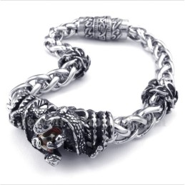 Bracciale Da Uomo In Titanio Fuso Con Diamanti Rossi