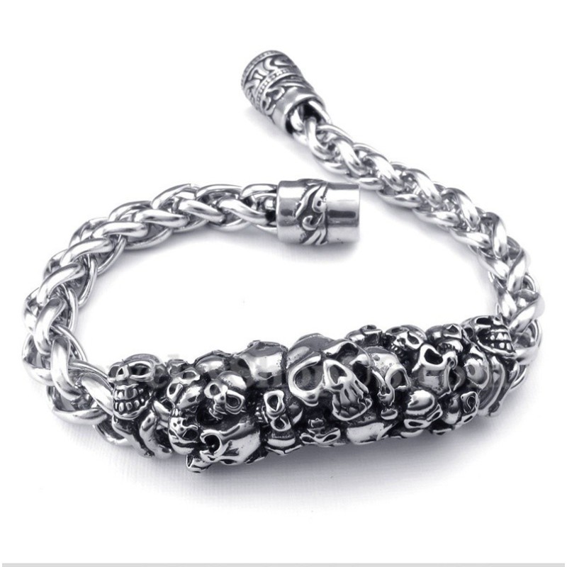 Bracciale Da Uomo Con Teschio In Titanio Fuso Bracciale Da Uomo Con Teschio In Titanio Fuso