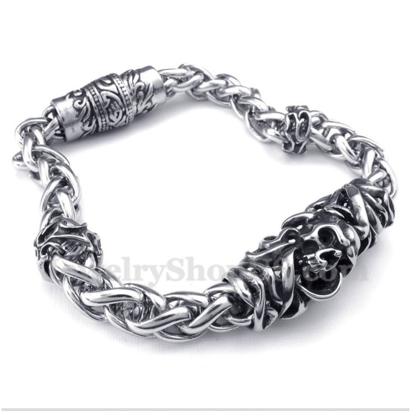 Bracciale Da Uomo Con Teschio In Titanio Fuso Bracciale Da Uomo Con Teschio In Titanio Fuso