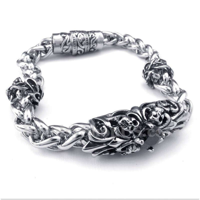 Bracciale Da Uomo In Titanio Fuso Con Diamanti Neri Bracciale Da Uomo In Titanio Fuso Con Diamanti Neri