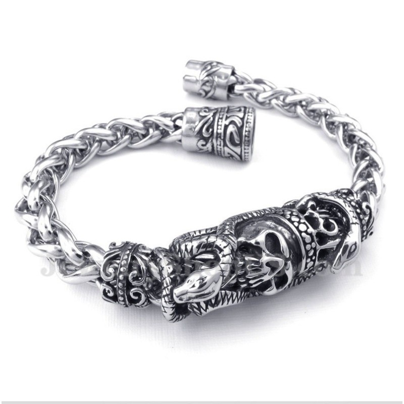 Bracciale Da Uomo Con Teschio In Titanio Fuso Bracciale Da Uomo Con Teschio In Titanio Fuso