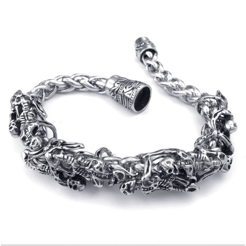 Bracciale Da Uomo Con Teschio In Titanio Fuso Bracciale Da Uomo Con Teschio In Titanio Fuso