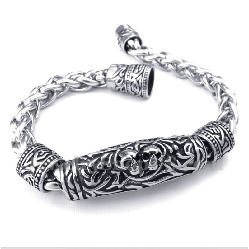 Bracciale Da Uomo Con Teschio In Titanio Fuso Bracciale Da Uomo Con Teschio In Titanio Fuso