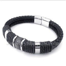 Bracciale Da Uomo In Titanio E Pelle Nera
