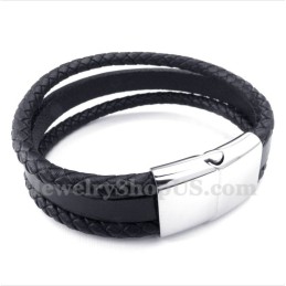 Bracciale Da Uomo In Titanio E Pelle Nera