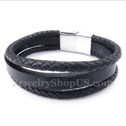 Bracciale Da Uomo In Titanio E Pelle Nera