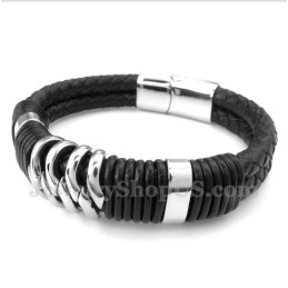 Bracciale Da Uomo In Titanio E Pelle Nera