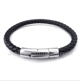 Bracciale Da Uomo In Titanio E Pelle Nera