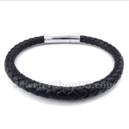 Bracciale Da Uomo In Titanio E Pelle Nera