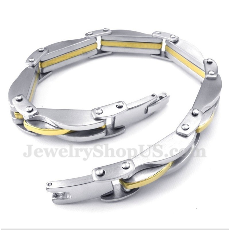 Bracciale Da Uomo In Titanio E Oro Wave Bracciale Da Uomo In Titanio E Oro Wave