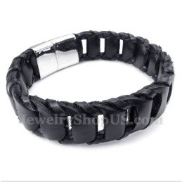 Bracciale Da Uomo In Titanio E Pelle Nera