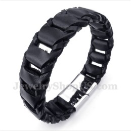 Bracciale Da Uomo In Titanio E Pelle Nera