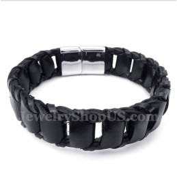 Bracciale Da Uomo In Titanio E Pelle Nera