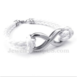 Bracciale In Pelle Con Simbolo Dell'Infinito In Titanio Da Uomo