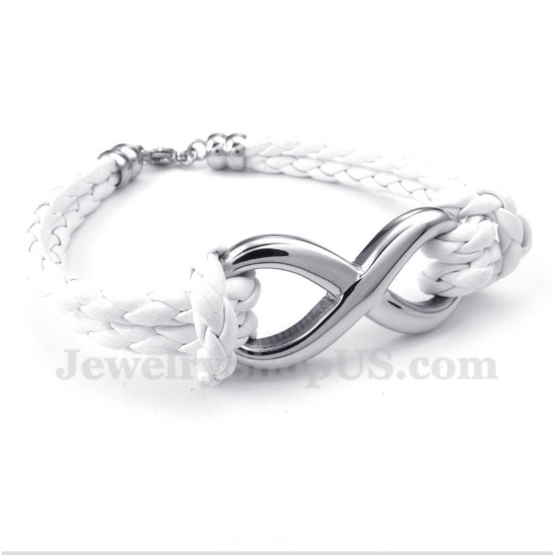 Bracciale In Pelle Con Simbolo Dell'Infinito In Titanio Da Uomo Bracciale In Pelle Con Simbolo Dell'Infinito In Titanio Da Uomo