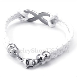 Bracciale In Pelle Con Simbolo Dell'Infinito In Titanio Da Uomo