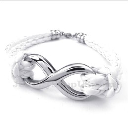 Bracciale In Pelle Con Simbolo Dell'Infinito In Titanio Da Uomo