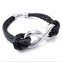 Bracciale In Pelle Con Simbolo Dell'Infinito In Titanio Da Uomo