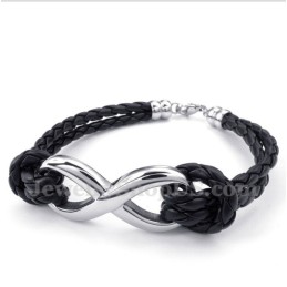 Bracciale In Pelle Con Simbolo Dell'Infinito In Titanio Da Uomo