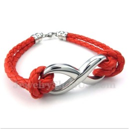 Bracciale In Pelle Con Simbolo Dell'Infinito In Titanio Da Uomo