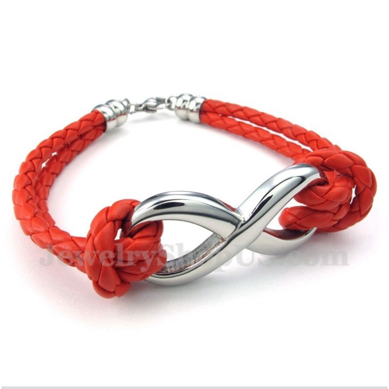 Bracciale In Pelle Con Simbolo Dell'Infinito In Titanio Da Uomo Bracciale In Pelle Con Simbolo Dell'Infinito In Titanio Da Uomo