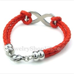 Bracciale In Pelle Con Simbolo Dell'Infinito In Titanio Da Uomo
