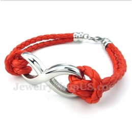 Bracciale In Pelle Con Simbolo Dell'Infinito In Titanio Da Uomo