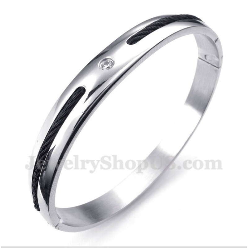 Bracciale Da Uomo In Titanio Con Diamanti Neri Bracciale Da Uomo In Titanio Con Diamanti Neri
