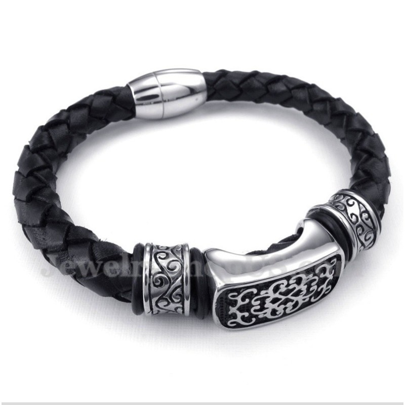 Bracciale In Pelle Di Titanio Da Uomo Bracciale In Pelle Di Titanio Da Uomo