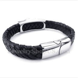 Bracciale In Pelle Con Testa Di Leone In Titanio Da Uomo