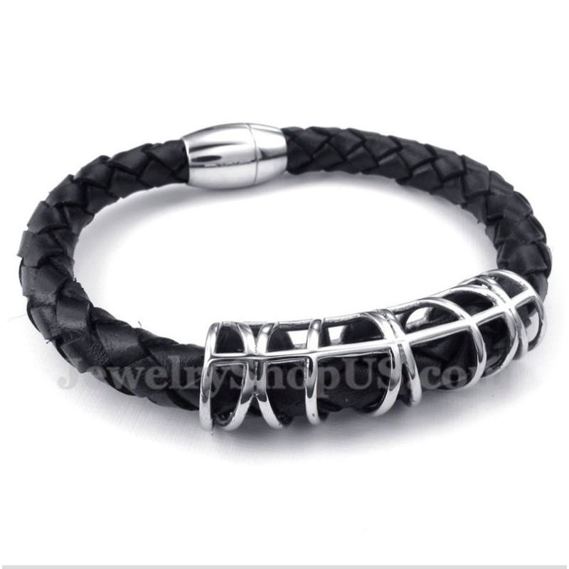 Bracciale In Pelle Di Titanio Da Uomo Bracciale In Pelle Di Titanio Da Uomo
